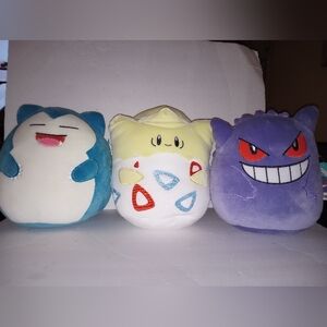 10" inch Pokemon Squishmallow Bundle Set of Gengar, Togepi, and Snorlax